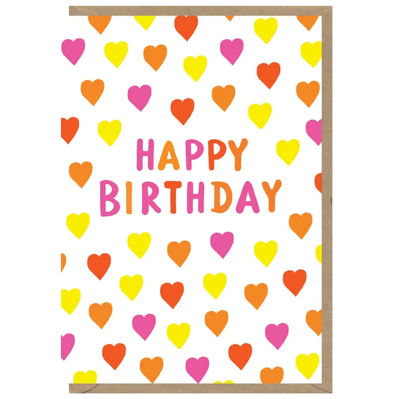 Happy Birthday Mixed Hearts Greetings Card by Dominic Early for Earlybird Designs