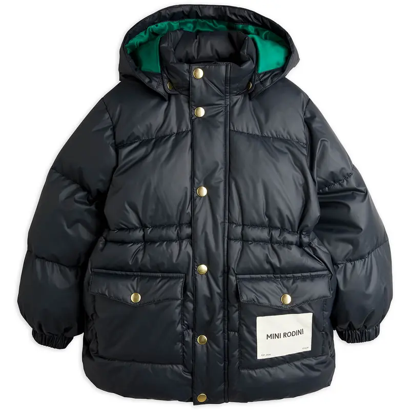 Heavy Hooded Puffer Jacket in Black by Mini Rodini