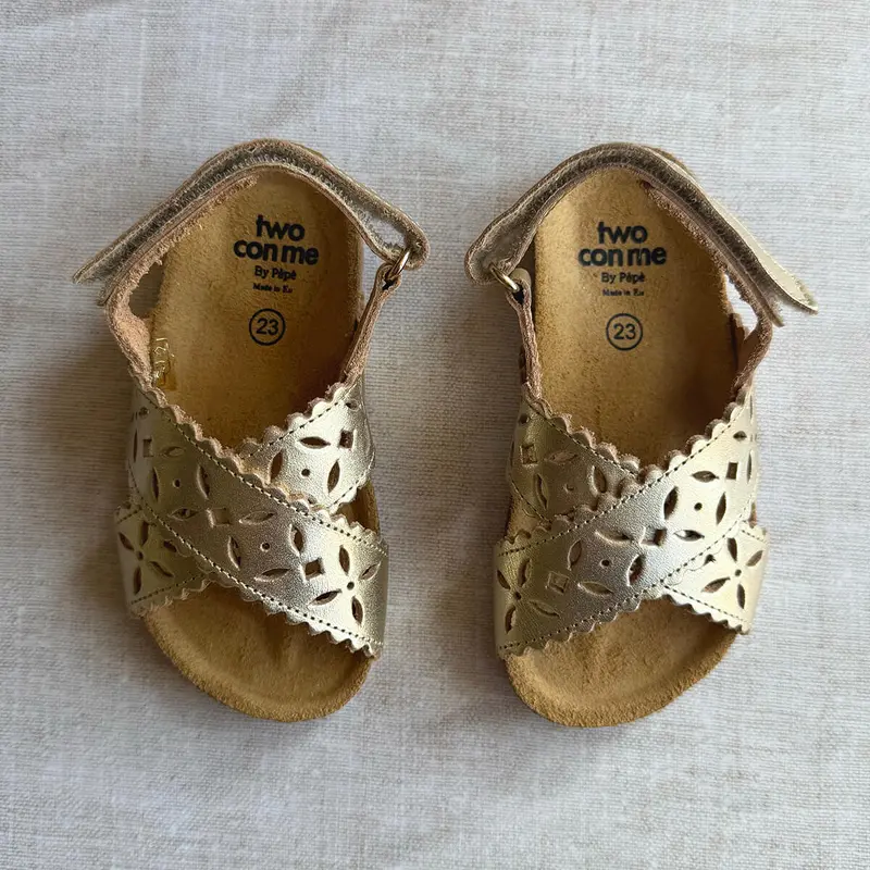 Ida Cut Out Sandals in Oro Gold by PP