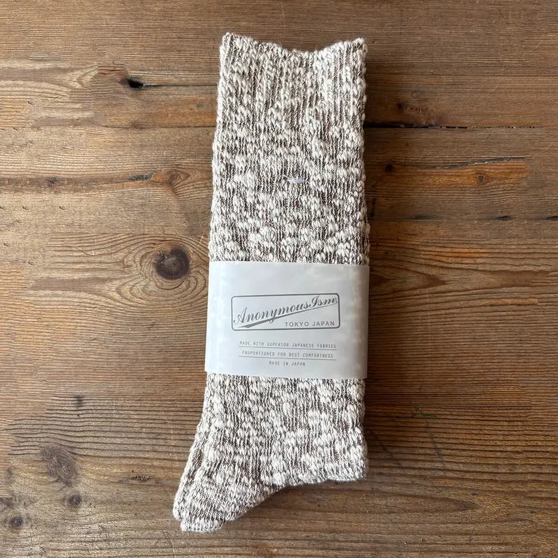 Lightweight Slub Crew Adult Socks in Beige by Anonymous Ism