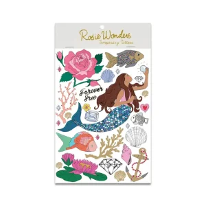 Mermaid Treasure Temporary Tattoos (A6 Sheet) by Rosie Wonders