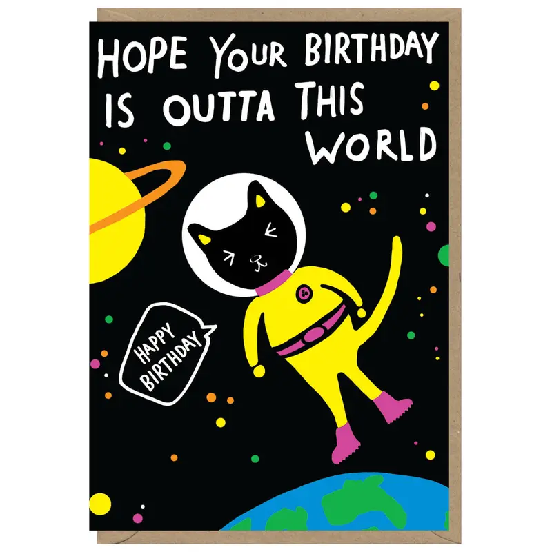 Outta This World Birthday Greetings Card by Dominic Early for Earlybird Designs