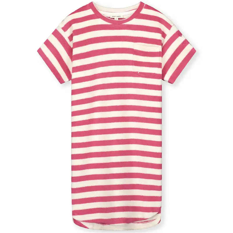 POP Terry Oversized Dress in Cherry / Cream by Gray Label