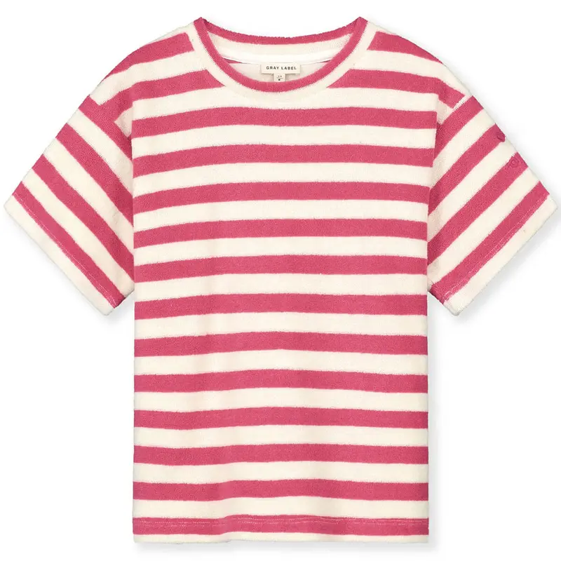 POP Terry Oversized Tee in Cherry / Cream by Gray Label