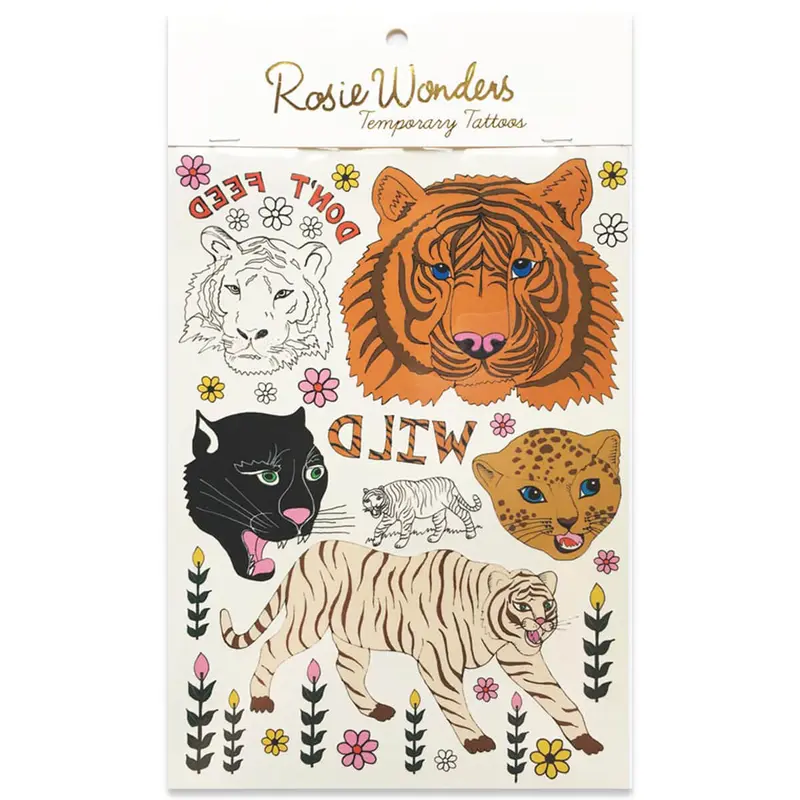 Tiger Temporary Tattoos (A5 Sheet) by Rosie Wonders