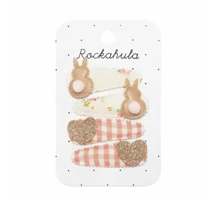 Tiny Blossom Bunny Fabric Hair Clip Set by Rockahula