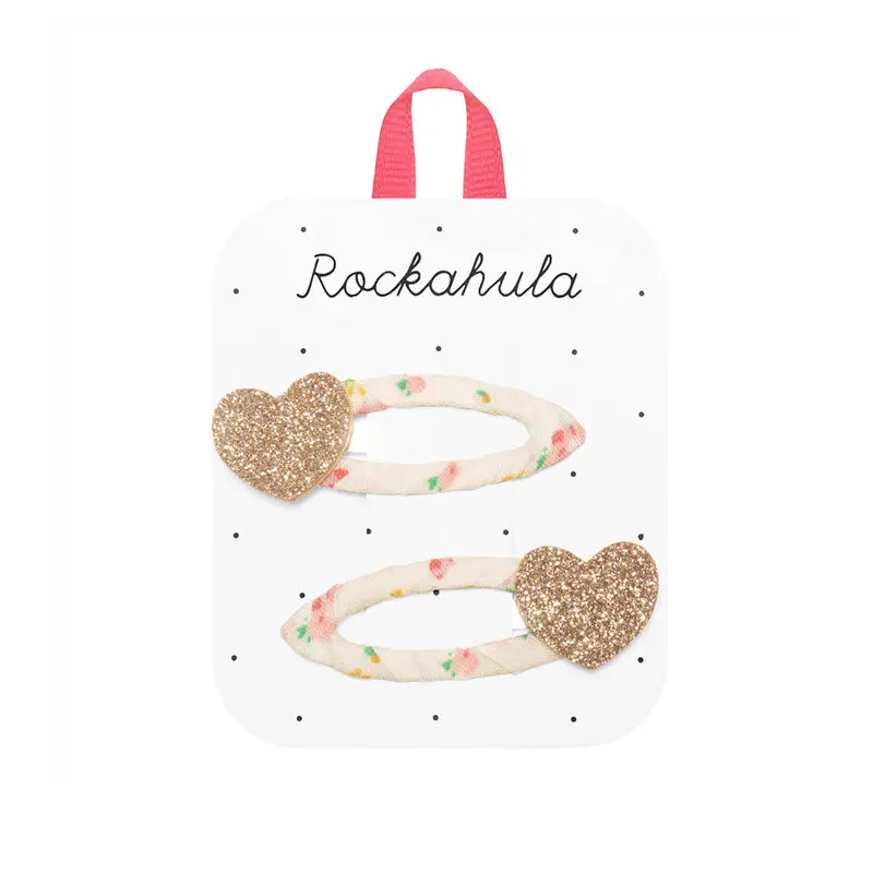 Tiny Blossom Glitter Heart Hair Clips by Rockahula