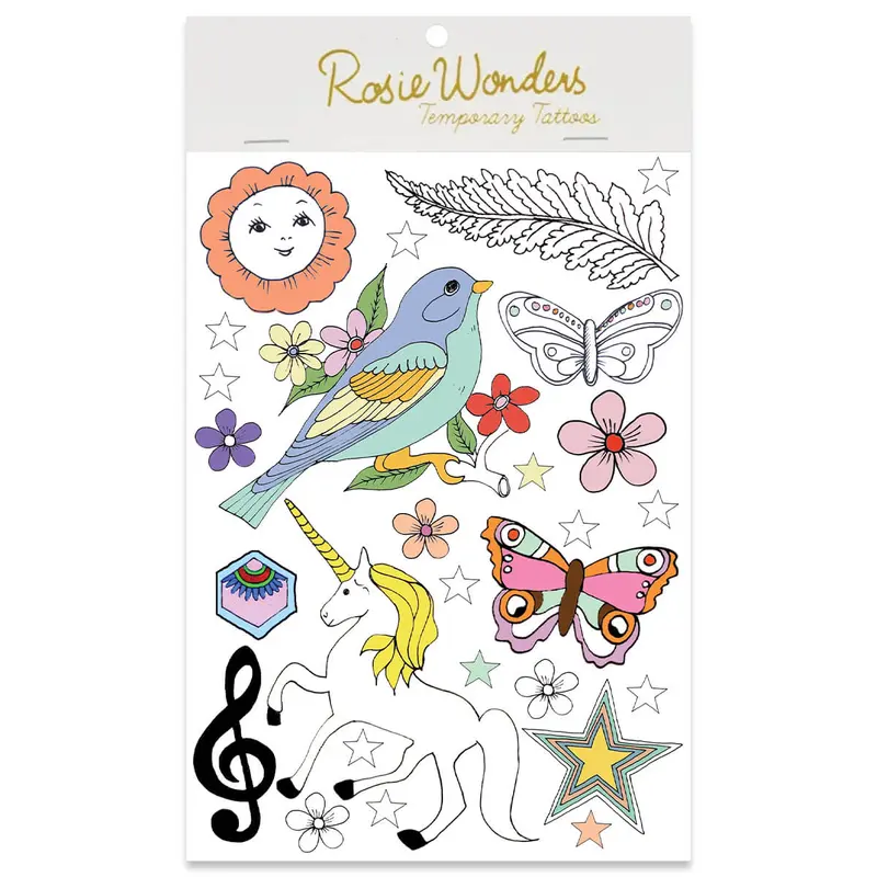 Unicorn Temporary Tattoos (A5 Sheet) by Rosie Wonders