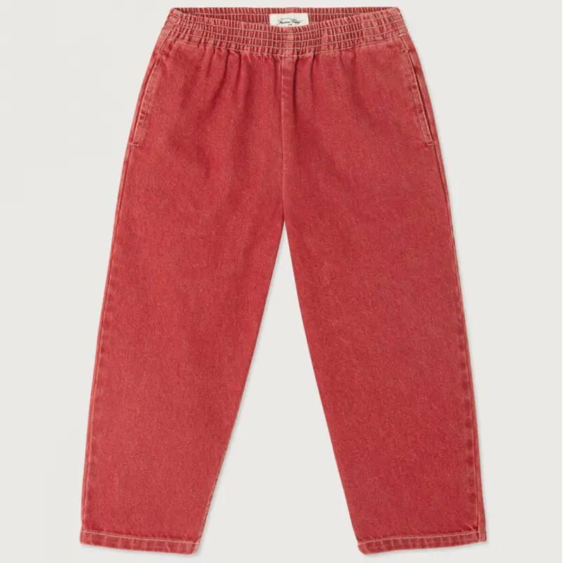 Uzatown Kid's Denim Joggers in Red by American Vintage