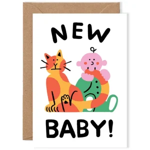 Baby And Cat Greetings Card by Cari Vander Yacht for Wrap