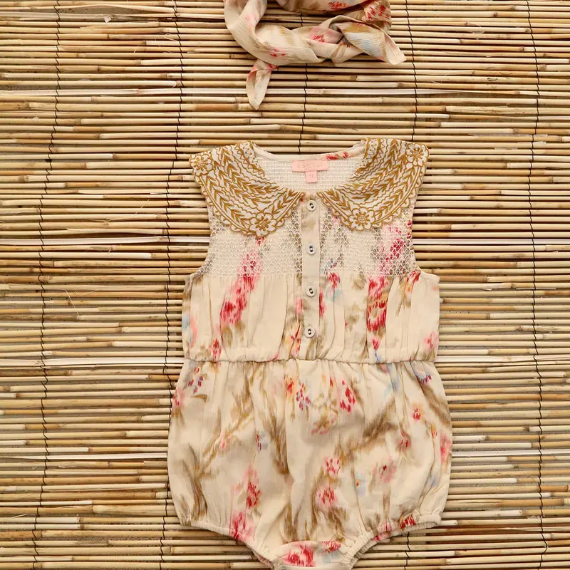 Baby Romper With Scarf in Antoinette Print by Bonjour - Last One In Stock - 12 Months