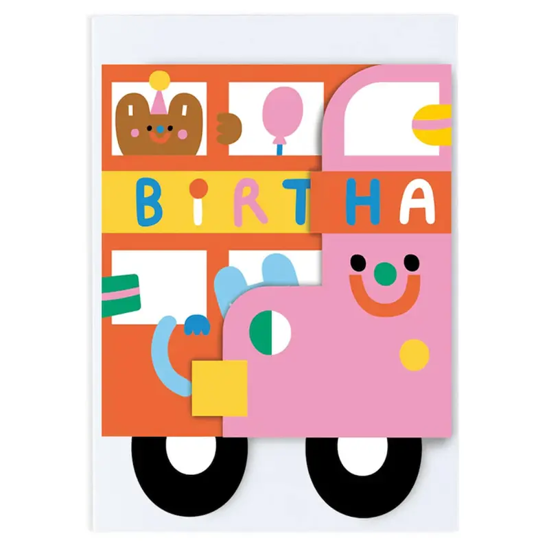Bus Fold Out Birthday Greetings Card by Susie Hammer for Wrap