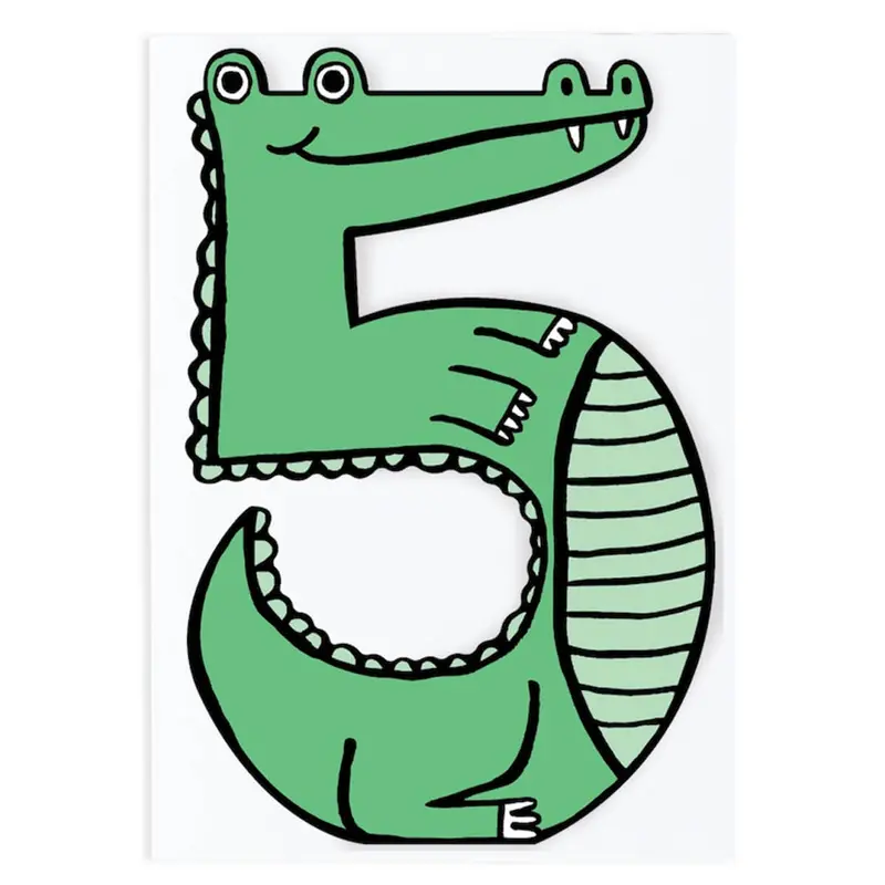 Crocodile 5th Birthday Number Greetings Card by Alice Bowsher for Wrap