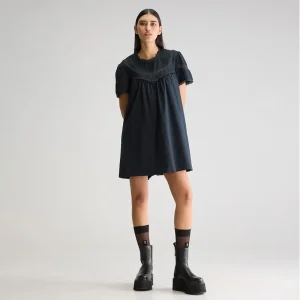 Djerba Babydoll Dress in Black by Bellerose