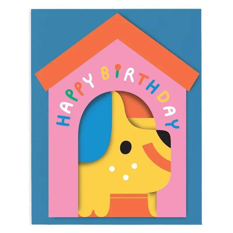 Dog In House Fold Out Birthday Greetings Card by Susie Hammer for Wrap