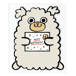 Dog With Mini Card Die Cut Birthday Greetings Card by Alice Bowsher for Wrap