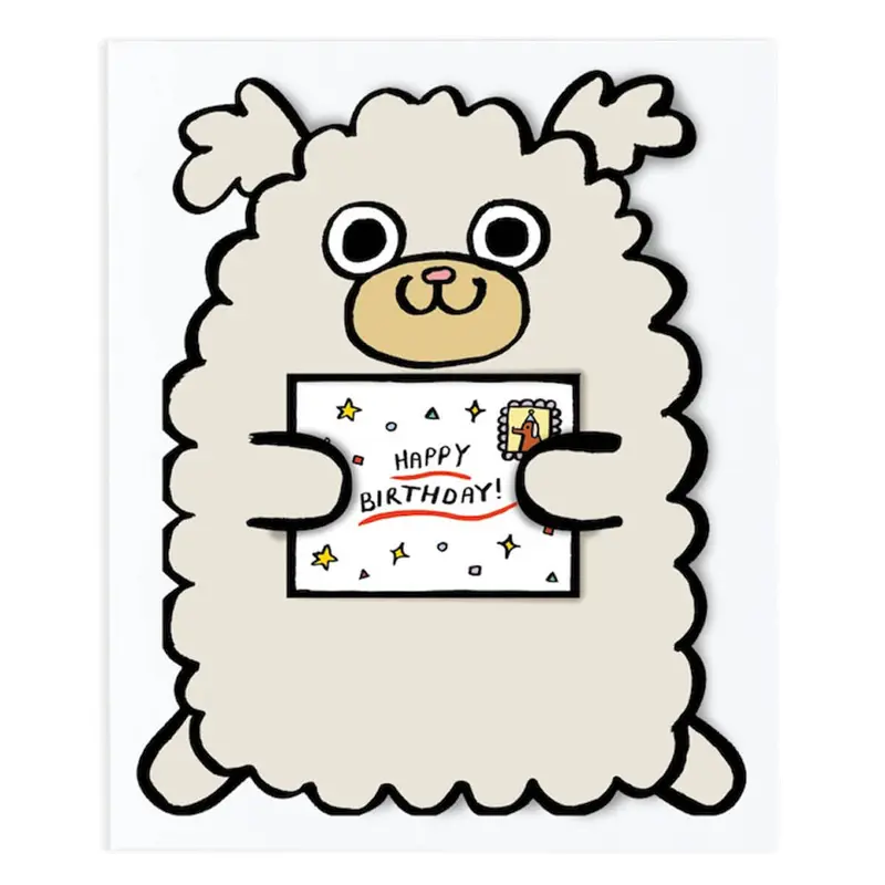 Dog With Mini Card Die Cut Birthday Greetings Card by Alice Bowsher for Wrap