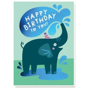 Elephant Splash Birthday Greetings Card by Stormy Knight