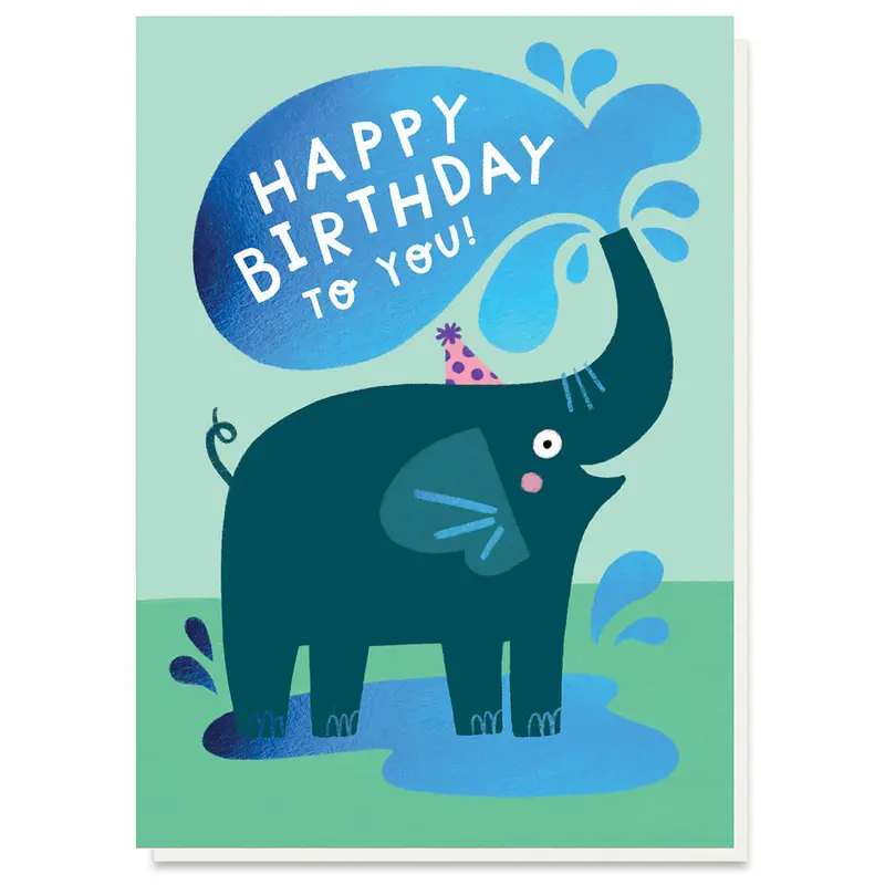Elephant Splash Birthday Greetings Card by Stormy Knight
