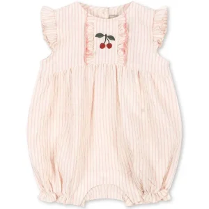 Ellie Frill Romper in Peony Stripe by Konges Sljd - Last One In Stock - 3 Months