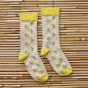 Farandole Flowers Socks in Lemon by Bonjour