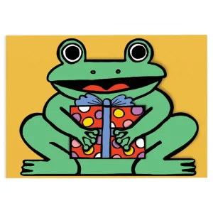 Frog With Mini Card Die Cut Birthday Greetings Card by Alice Bowsher for Wrap