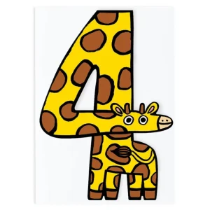 Giraffe 4th Birthday Number Greetings Card by Alice Bowsher for Wrap