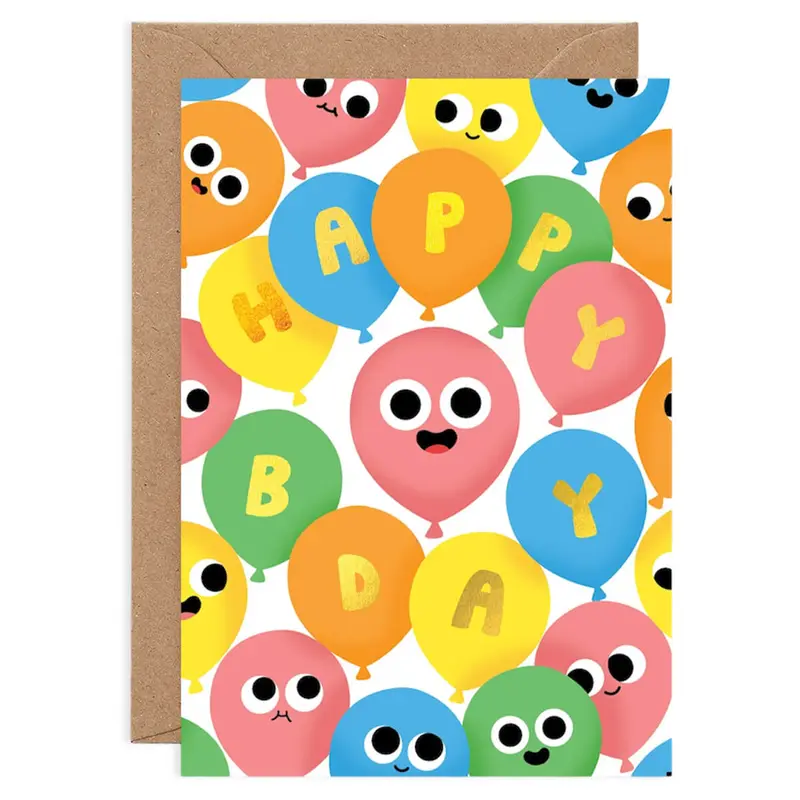 Happy Bday Balloons Birthday Greetings Card by Elliot Kruszynski for Wrap