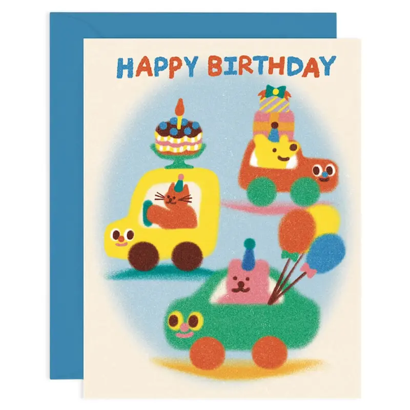 Happy Birthday Cars Greetings Card by Zoey Kim for Wrap