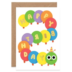 Happy Birthday Caterpillar Greetings Card by Elliot Kruszynski for Wrap