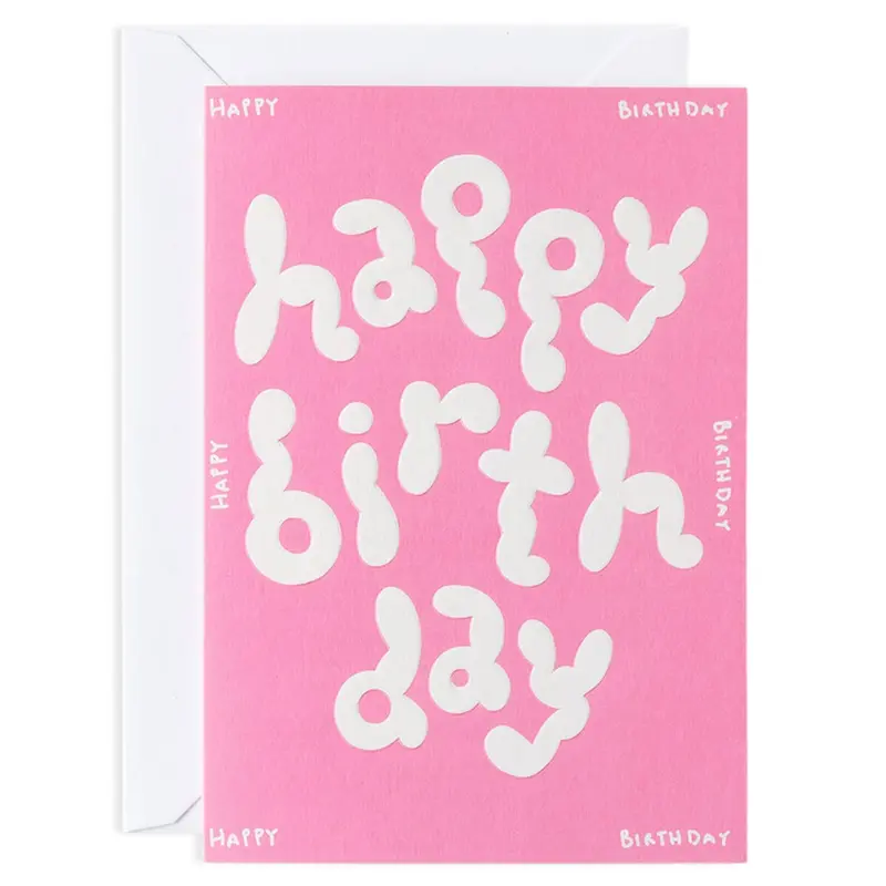 Happy Birthday Embossed Embossed Greetings Card by Micke Lindebergh for Wrap