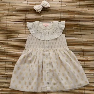 Ibiza Top & Hairclip in Ivory & Gold Flowers by Bonjour