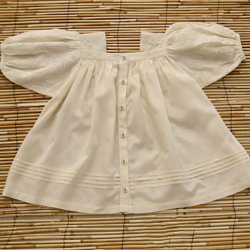 Ivory Embroidered Long Blouse in Natural by Bonjour