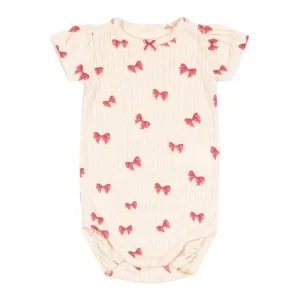 Minnie Puff Sleeve Body in Rosia Bow by Konges Sljd - Last Ones In Stock - 3-6 Months