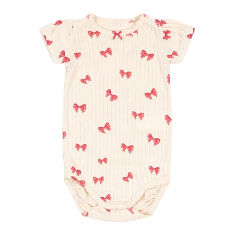 Minnie Puff Sleeve Body in Rosia Bow by Konges Sljd - Last Ones In Stock - 3-6 Months