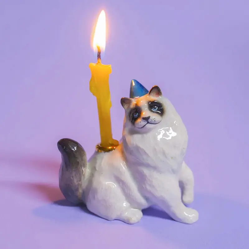 Ragdoll Cat Ceramic Cake Topper by Camp Hollow