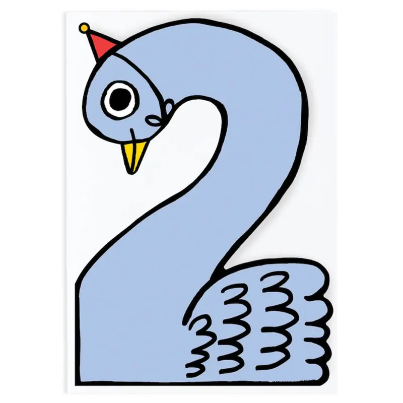 Swan 2nd Birthday Number Greetings Card by Alice Bowsher for Wrap