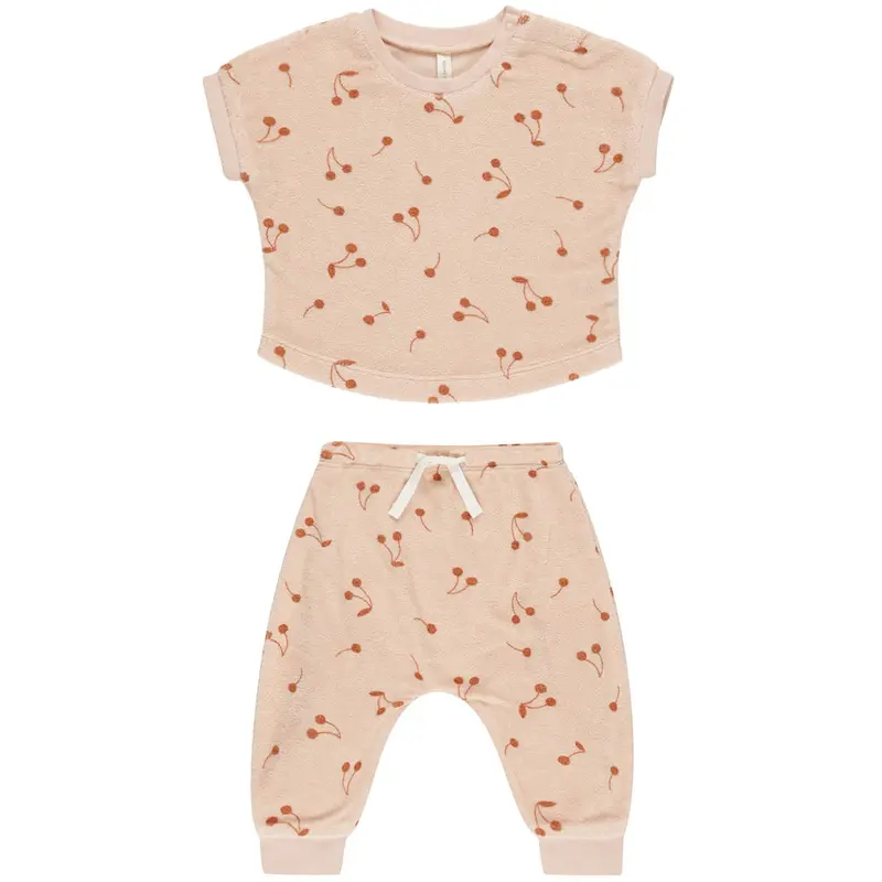 Terry Tee + Pant Set in Cherries by Quincy Mae
