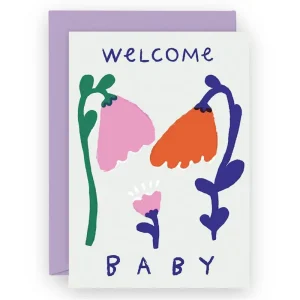Welcome Baby Flower Greetings Card by Rozalina Burkova for Wrap