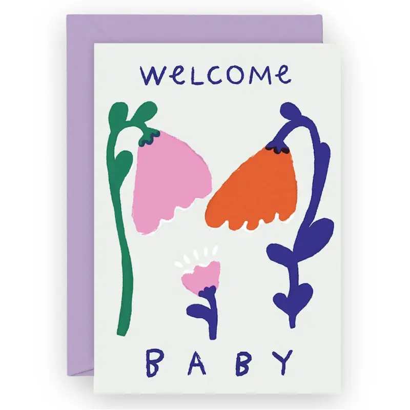 Welcome Baby Flower Greetings Card by Rozalina Burkova for Wrap