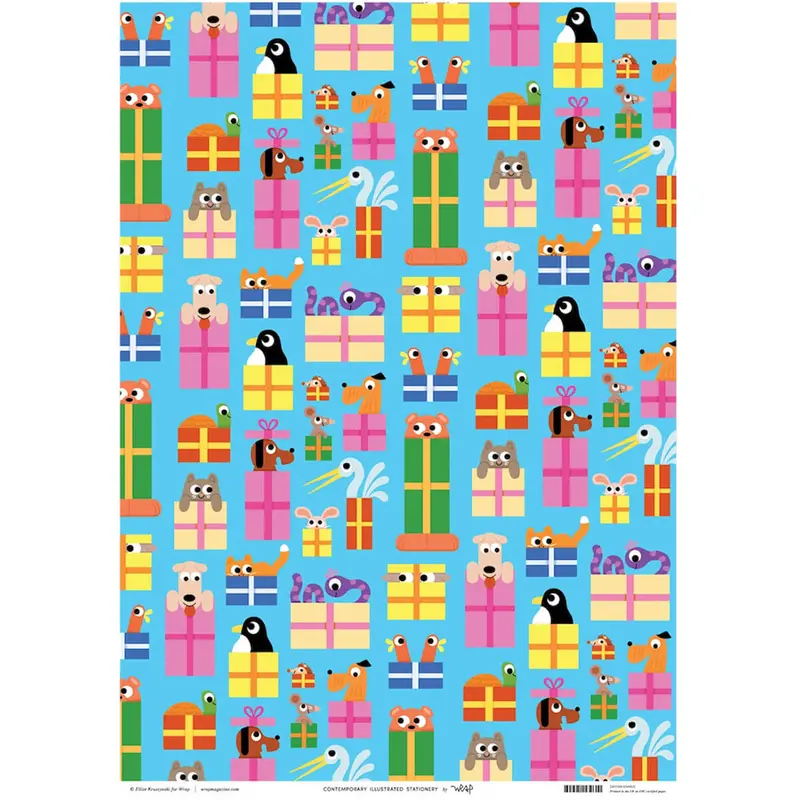 Birthday Animals Gift Wrap by Elliot Kruszynski for Wrap