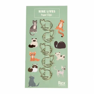 Cat Paper Clips Nine Lives (set of 5) by Rex London