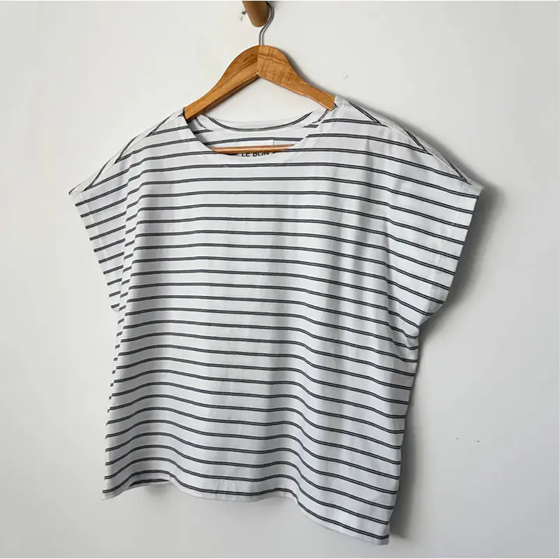 Cherie Tee in White / Navy by Le Bon Shoppe
