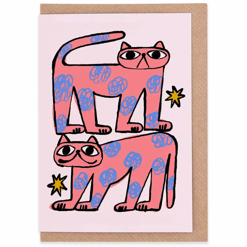 Colour Me Cats Greetings Card by Marcello Velho for Evermade