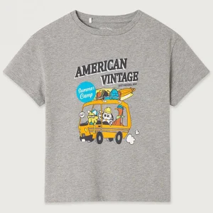 Fizvalley Kid's Round Neck T Shirt in Heather Grey by American Vintage