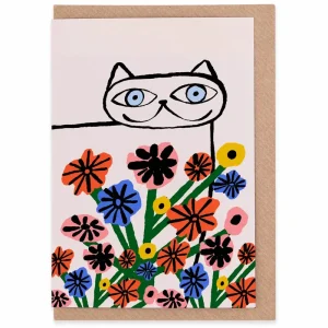 Garden Cat Greetings Card by Marcello Velho for Evermade