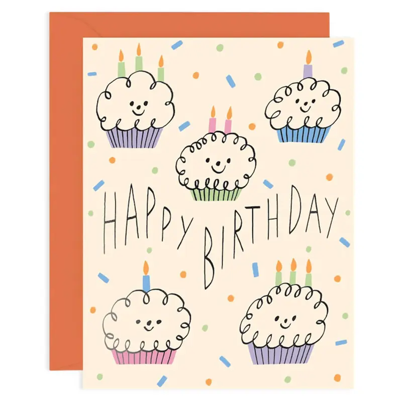 Happy Birthday Cupcakes Greetings Card by Odile Ferraille for Wrap