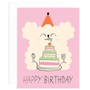 Happy Birthday Dog And Cake Greetings Card by Odile Ferraille for Wrap