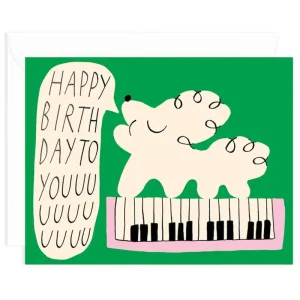 Happy Birthday Dog And Keyboard Greetings Card by Odile Ferraille for Wrap