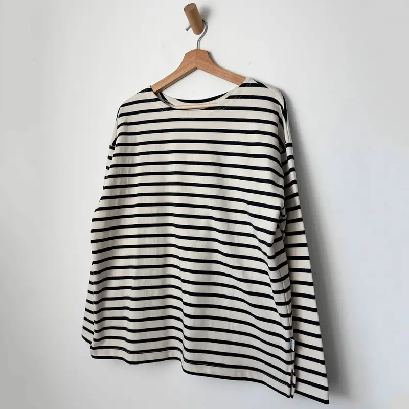 Marseille Boat Neck Top in Navy Stripe by Le Bon Shoppe